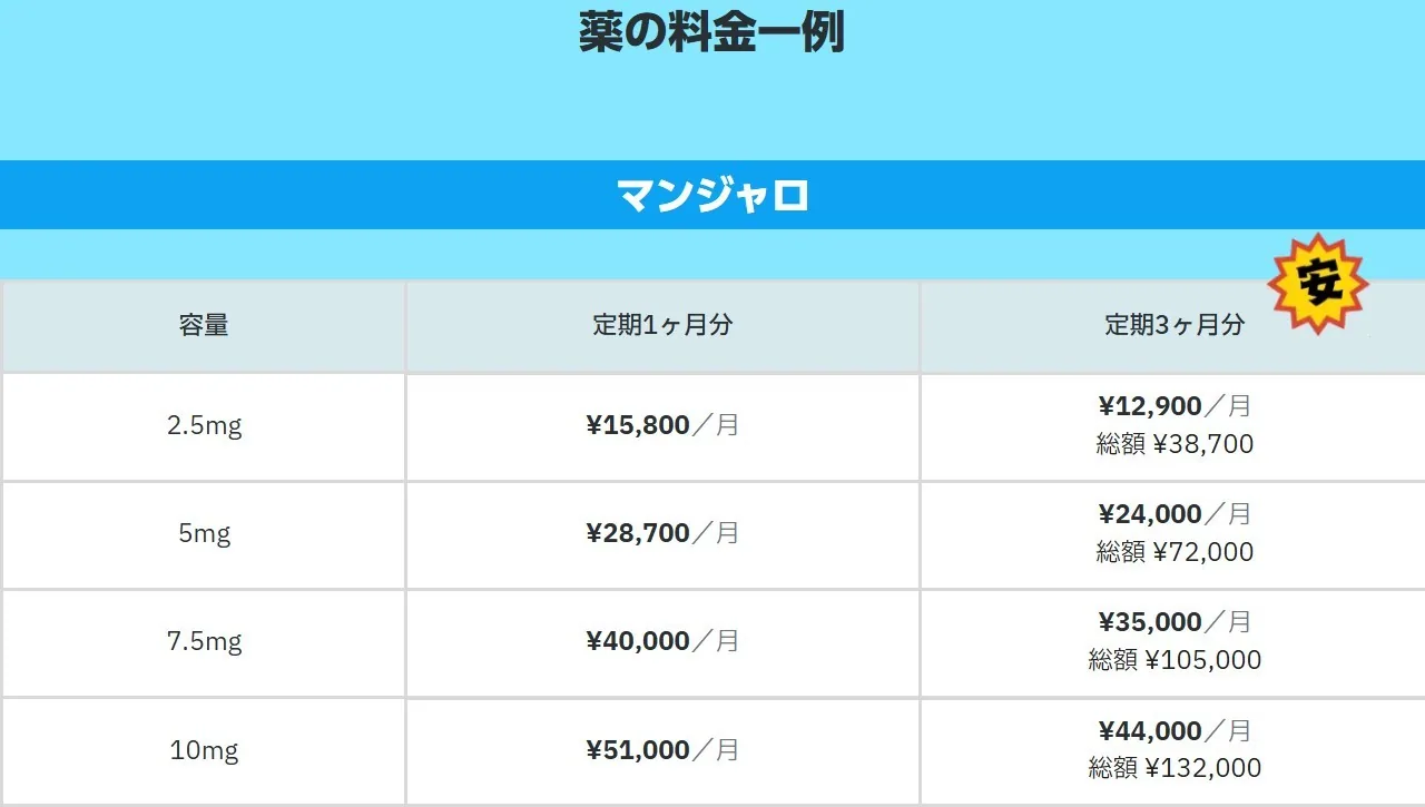 ダイエットマン公式サイトの料金表示