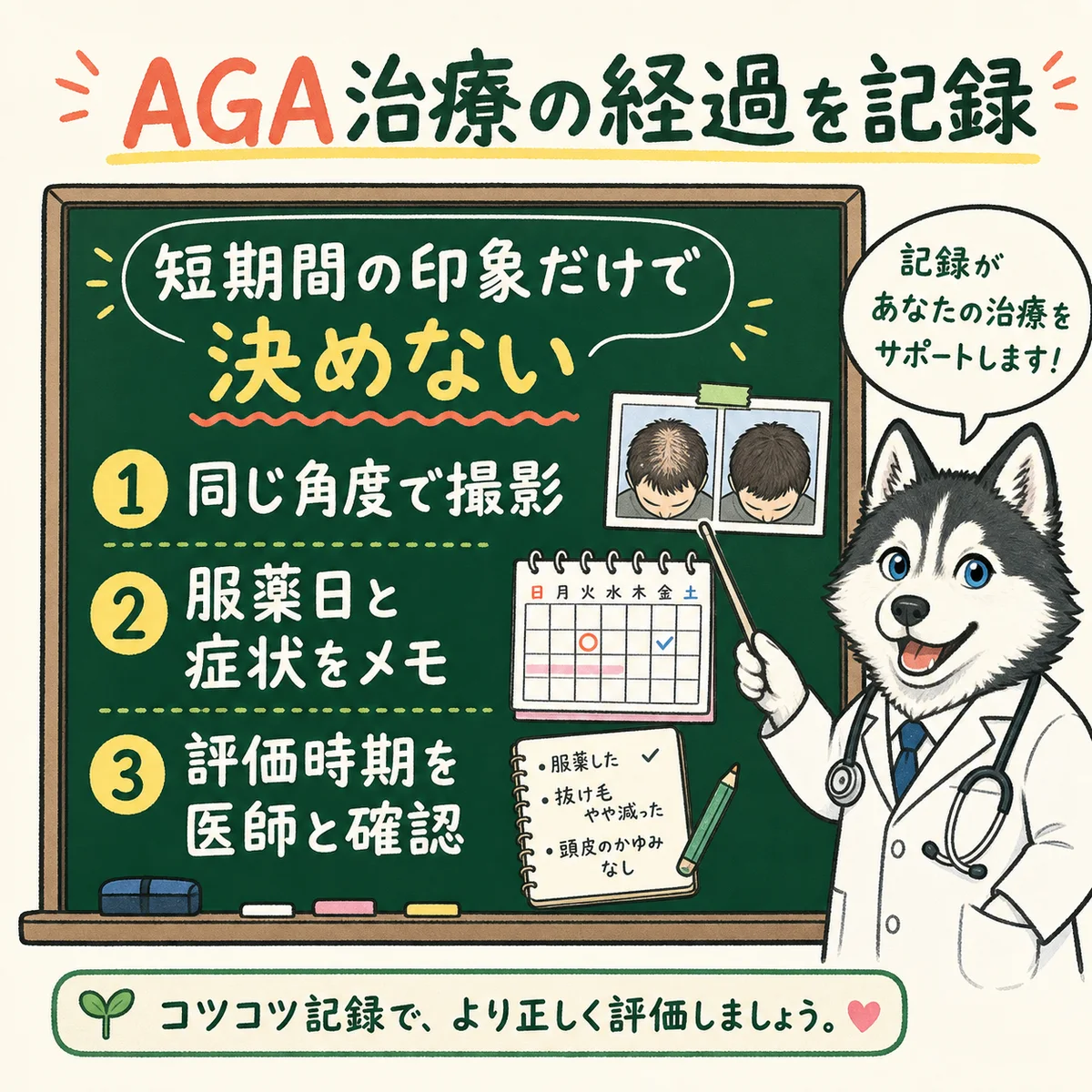 AGA治療の経過を同じ条件で記録するポイント